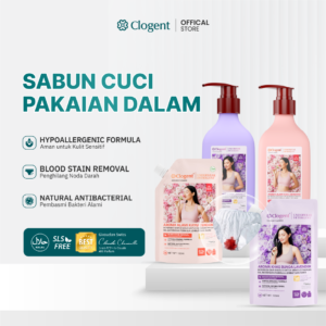 FOTO UTAMA (1) Clogent Sabun Cuci Pakaian Dalam Anti Bau Anti Bakteri Aman Kulit Sensitif 500ml 100ml