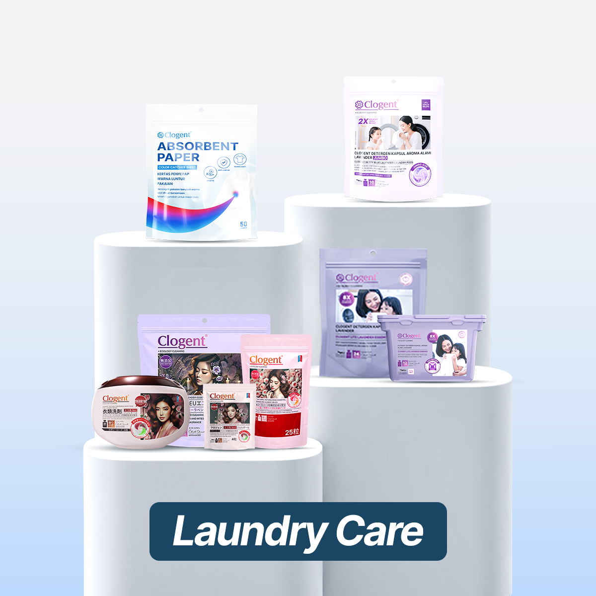 LAUNDRY CARE 5-in-1 25 PCS Clogent Laundry Pod 5-in-1 Dengan 10x Kekuatan Antibakteri Wangi Tahan Lama