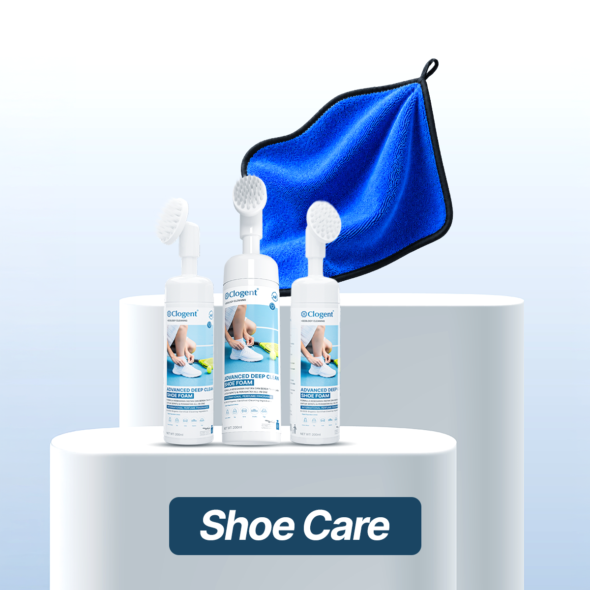 Clogent Foam Pembersih Sepatu Pack Paling Ampuh 10x Lipat Tanpa Air Foam Cleaner + Sikat 200ml