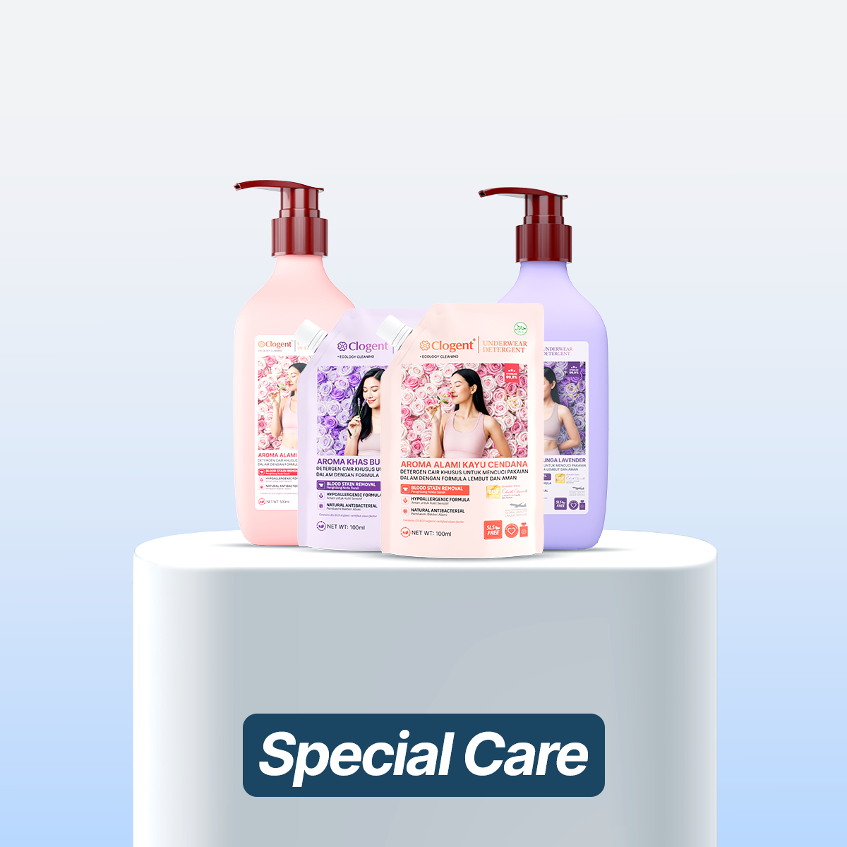 SPECIAL CARE Clogent Sabun Cuci Pakaian Dalam Anti Bau Anti Bakteri Aman Kulit Sensitif 500ml 100ml