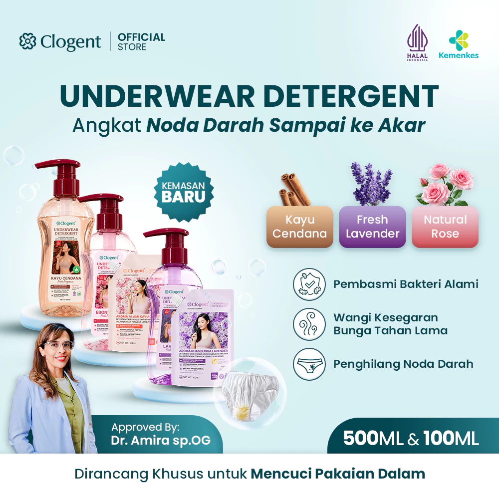 Clogent Sabun Cuci Pakaian Dalam Bundling Pack Anti Bau Anti Bakteri Aman Kulit Sensitif 500ml 100ml